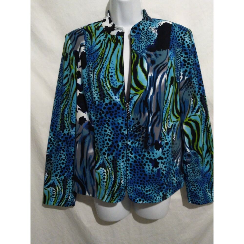 Molly & Maxx Size S Vibrant Blue Print Zip Up Jacket